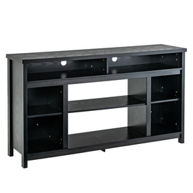 Costway 16435789 58 Inch TV Stand Entertainment Console Center with Adjustable Open Shelves-Black