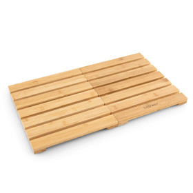 Costway 16497508 Bamboo Bath Mat with Non-slip Pads and Slatted Design-Natural