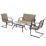 Costway 16735904 4 Pieces Outdoor Patio Furniture Set with Padded Glider Loveseat and Coffee Table-Brown