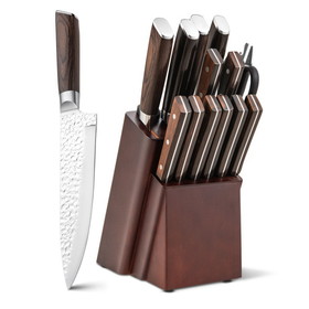 Costway 16927340 15 Pieces Stainless Steel Knife Block Set with Ergonomic Handle