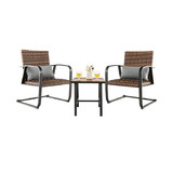 Costway 16932754 3 Pieces Patio Rattan Conversation Set with Lumbar Pillows