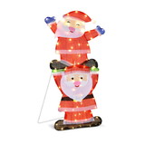 Costway 17342569 LED Double Santa Yard Christmas Decoration with String Lights and Stakes