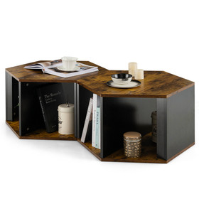 Costway 17862395 2 Pieces Hexagonal Side End Table for Living Office Coffee Room-Coffee