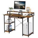 Costway 18049563 47 Inches Computer Desk Writing Study Table with Keyboard Tray and Monitor Stand