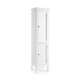 Costway 18245976 Tall Bathroom Floor Cabinet with Shutter Doors and Adjustable Shelf-White