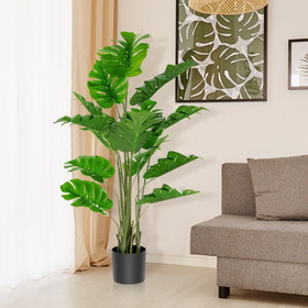 Costway 18397645 5 Feet Artificial Tree Faux Monstera Deliciosa Plant for Home Indoor and Outdoor