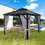 Costway 19068542 10 x 10 Feet Double-Top Hardtop Gazebo with Galvanized Steel Roof-Brown