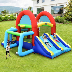 Costway 19375806 Inflatable Jumping Castle Bounce House with Dual Slides without Blower