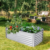 Costway 20139786 6 x 3 x 2 Feet Rustproof Metal Planter Box with Ground Stakes for Plants