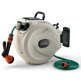 Costway 20568134 Retractable Hose Reel Wall Mounted 1/2 Inch 98 Feet Any Length Lock with Hose Nozzle