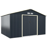 Costway 20594387 11 x 8 Feet Metal Storage Shed for Garden and Tools with 2 Lockable Sliding Doors-Gray