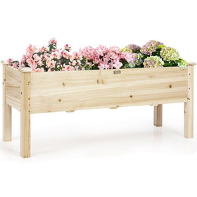 Costway 20756943 Raised Garden Bed Elevated Planter Box Wood for Vegetable Flower Herb