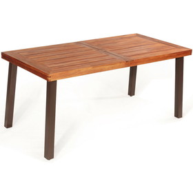 Costway 20948135 Rectangular Acacia Wood Rustic Dining Furniture Table
