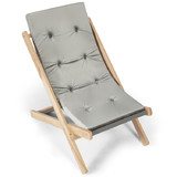 Costway 20983541 3-Position Adjustable and Foldable Wood Beach Sling Chair with Free Cushion-Gray