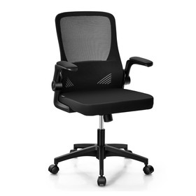 Costway 21480693 Swivel Mesh Office Chair with Foldable Backrest and Flip-Up Arms-Black