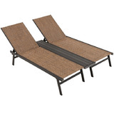 Costway 21598604 2-Person Patio Chaise Lounge with Middle Panel-Brown