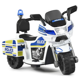 Costway 21640983 6V 3-Wheel Kids Police Ride On Motorcycle with Backrest