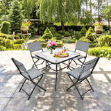 Costway 21645738 Set of 4 Patio Folding Rattan Dining Chairs for Camping and Garden