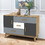 Costway 21645978 Free-standing Storage Floor Cabinet with 2 Doors and 3 Drawers