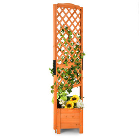 Costway 21795486 71" Raised Garden Bed with Trellis and Planter Box-Orange