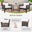 Costway 21890367 3 Pieces Patio Rattan Furniture Set with Acacia Wood Tabletop