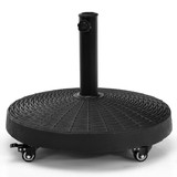 Costway 23150786 50 LBS Patio Wicker Style Resin Umbrella Base Stand Heavy Duty with Wheels