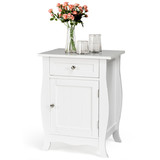 Costway 23456179 Wooden Accent End Table with Drawer Storage Cabinet Nightstand-White