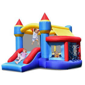 Costway 23481976 Castle Slide Inflatable Bounce House with Ball Pit and Basketball Hoop