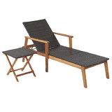 Costway 23597681 2 Pieces Patio Chaise Lounge and Table Set with 4-Level Adjustable Backrest