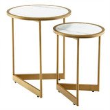 Costway 23784906 Round Nesting Table Set of 2 with Marble-like Tabletop-White