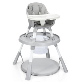 Costway 24016359 6-in-1 Baby High Chair Infant Activity Center with Height Adjustment-Gray