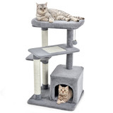Costway 24608715 Cat Tree with Perch and Hanging Ball for Indoor Activity Play and Rest-Gray