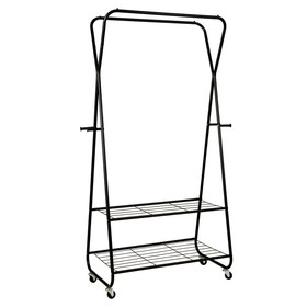 Costway 24751986 Heavy Duty Clothes Rack on Wheels with Shelves-Black