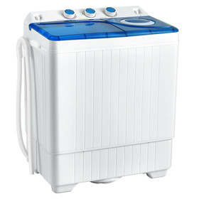 Costway 24806379 26lbs Portable Semi-Automatic Twin Tub Washing Machine with Drain Pump-Blue