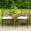 Costway 24813769 2 Pieces PE Wicker Patio Bistro Dining Chairs with Acacia Wood Armrests and Cushions