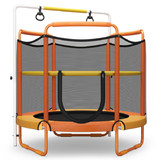 Costway 24903786 5 Feet Kids 3-in-1 Game Trampoline with Enclosure Net Spring Pad-Orange