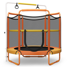 Costway 24903786 5 Feet Kids 3-in-1 Game Trampoline with Enclosure Net Spring Pad-Orange