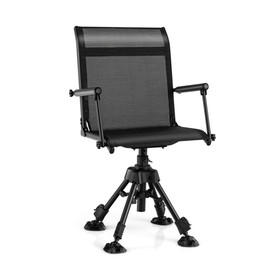 Costway 24913785 Folding Swivel Hunting Blind Chair with 4 Adjustable Legs-Black