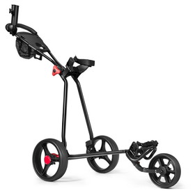 Costway 25876493 3 Wheel Durable Foldable Steel Golf Cart with Mesh Bag