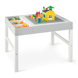Costway 26478519 3 in 1 Wooden Kids Table with Storage and Double-Sided Tabletop-White