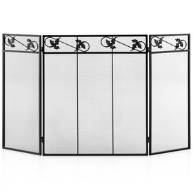 Costway 26917345 3-Panel Fireplace Screen Decor Cover with Exquisite Pattern