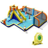 Costway 26943871 Giant Soccer-Themed Inflatable Water Slide with 735W Blower