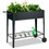 Costway 27560943 Raised Garden Bed Elevated Planter Box on Wheels Steel Planter with Shelf-Black