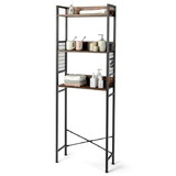 Costway 28753106 3-Tier Over-the-Toilet Storage Rack with 3 Hooks-Rustic Brown