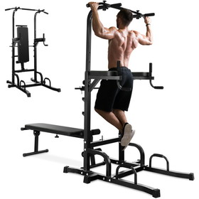 Costway 28943651 Power Tower Pull Up Bar Stand with Adjustable Heights and Bench