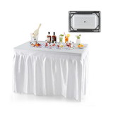 Costway 28973514 4 Feet Folding Ice Bin Table with Skirt for Camping Picnic Wedding-White