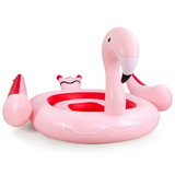 Costway 29086147 6 People Inflatable Flamingo Floating Island with 6 Cup Holders for Pool and River