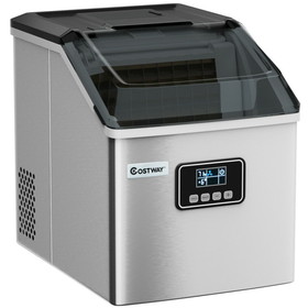 Costway 29147086 48 lbs Stainless Self-Clean Ice Maker with LCD Display