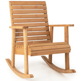 Costway 29436871 Outdoor Fir Wood Rocking Chair with High Backrest