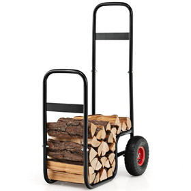 Costway 29578431 Firewood Log Cart Carrier with Wear-Resistant and Shockproof Rubber Wheels